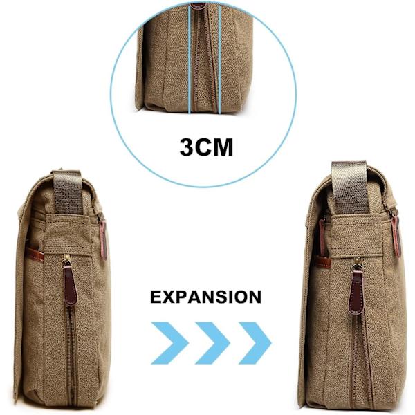 Messenger Bags, Herr Canvas Axelväska Retro Laptop Portfölj med Flera Fack för Skola Resor Affärer, Passar för 13 Tums Laptop（Khaki） Khaki