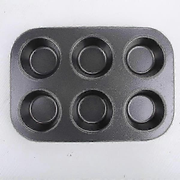 Dyb, robust 6-kops non-stick bageplade til muffins, cupcakes, Yorkshire pudding og brownies - kulstofstål