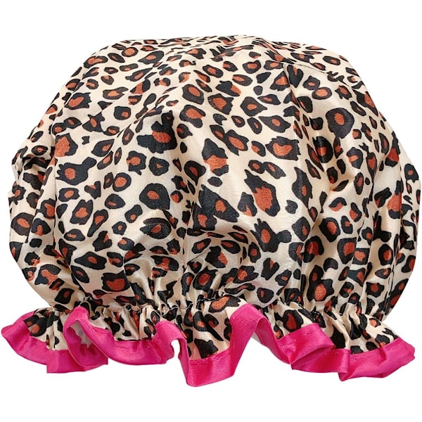 Reusable Women's Waterproof Shower Caps for Long Hair,Leopard