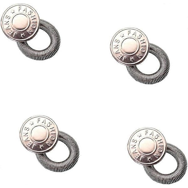4-pack Jeansknappsförlängare, elastiska midjeförlängare i metall