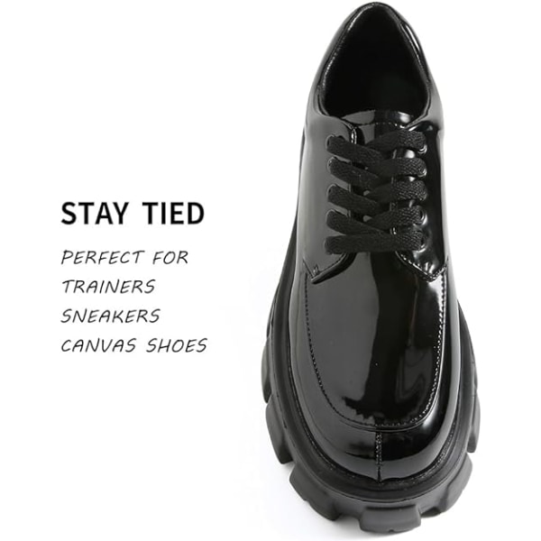 Flate sneakerssko, 8 mm brede skolisser for joggesko, førsteklasses trenerskostreng, erstatninger for snørebånd for sportssko (svart) Black