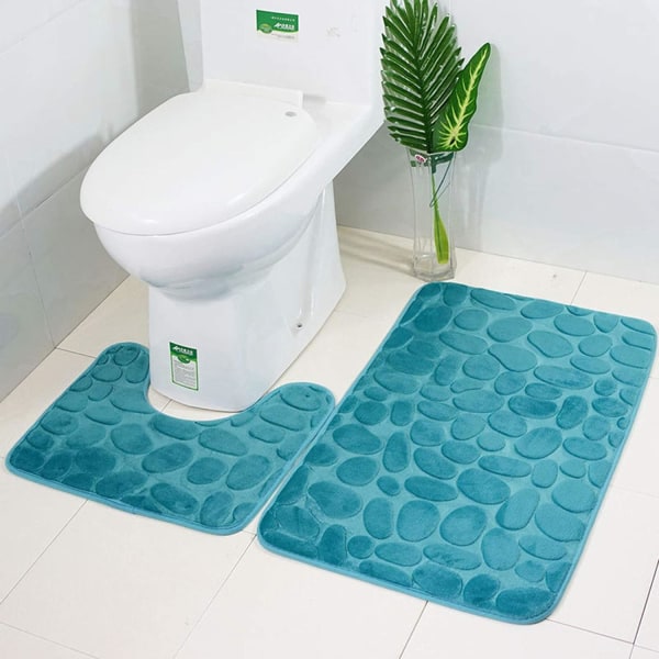 Set 2 liukumatonta kylpymattoa Pehmeä kylpyhuoneen jalusta matot imukykyinen wc-matto U-muotoinen wc konepestävä vihreä Green