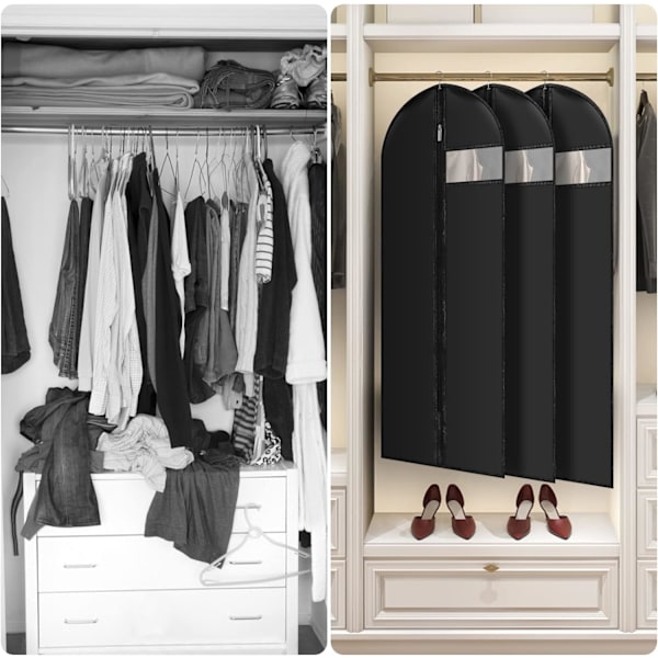 Klädskydd 60 x 140 CM 6-pack, Skyddande överdrag för vattentätt dammtätt kläder, Hängande klädskydd