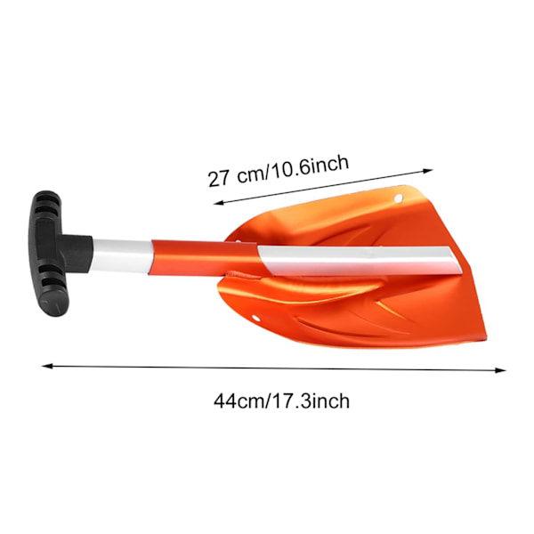 Orange Snöskovel, Fällbar Skovla i Aluminiumlegering, Isskrapa för Utomhusbruk, för Vinterbilverktyg