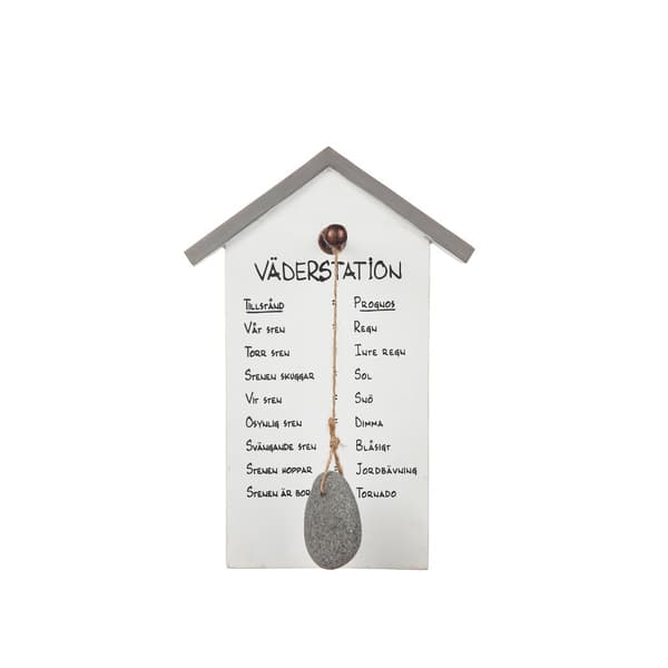 Træplade \"Vejrstation\" med sten hvid 15x25 cm white Vit