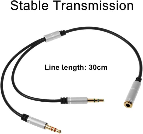 3,5 mm jacksadapter, 3,5 mm hun til 2 dobbelt han jacks lydkabel splitteradapter (2 stk.) silver