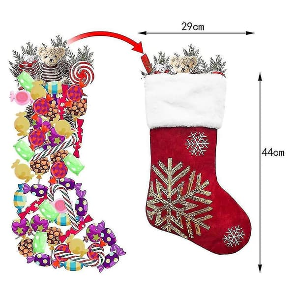 Julstrumpor Presentpåse Snöflinga Älg Flanell Broderade Julstrumpor Julklapp Hög Kvalitet