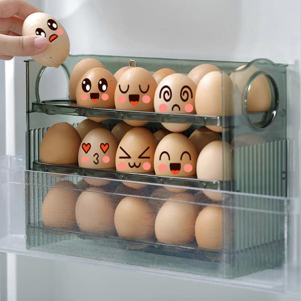Kjøleskap Side Dør Egg Oppbevaringsboks - Flippdesign, 12-Egg Kapasitet