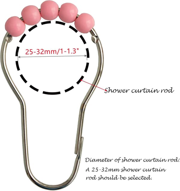 Dusjforhengskroker Ringer (Rosa) Pink