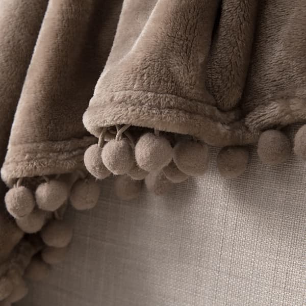 Blød tæppe, fleece tæppe, flanel tæppe med pomponer, almindeligt tæppe, sofatæppe, fluffy tæppe, mikrofiber sengetæppe, sofatæppe, tæppe coffee