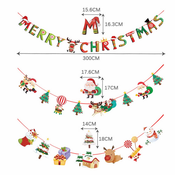 3 kpl Hyvää joulua kantobanneri, jouluriippuvat bannerit Joulukuvioidut verhoilut Seinäkoristeet joulujuhlakoristeisiin