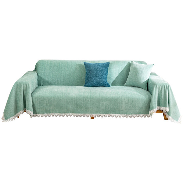 Rajput sängöverkast, filt av 100 % bomull, 180 x 200 cm, sofföverdrag/sofföverdrag i ribbad look/örngott green 180*200cm