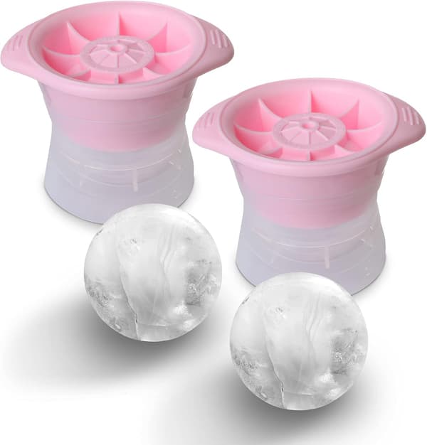 Sfär isformar 2,5 tum Stora isbitbrickor Set om 2 (rosa) Pink