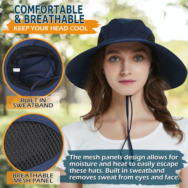 Solhatt herr dam hopfällbar safarihatt trädgård hatt UV-skydd solskydd hatt sommarhatt bred brätte utomhus fiskehatt vandringshatt, blå blue