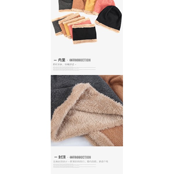 Herrar Mössa Halsduk Set Casual Mössa Stickad Mössa Vintermössa Herrar Varm Vintermössa med Fleecefoder grey