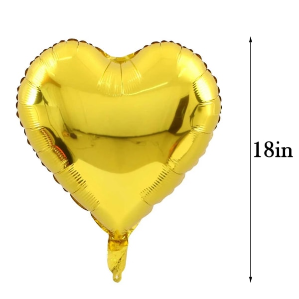 Hjerteballoner 18 tommer hjerteballoner til fødselsdagsfest bryllupsdekorationer, Valentinsdag, forlovelsesfest, ferieudstillingsdekoration Pakke med 10 Gold