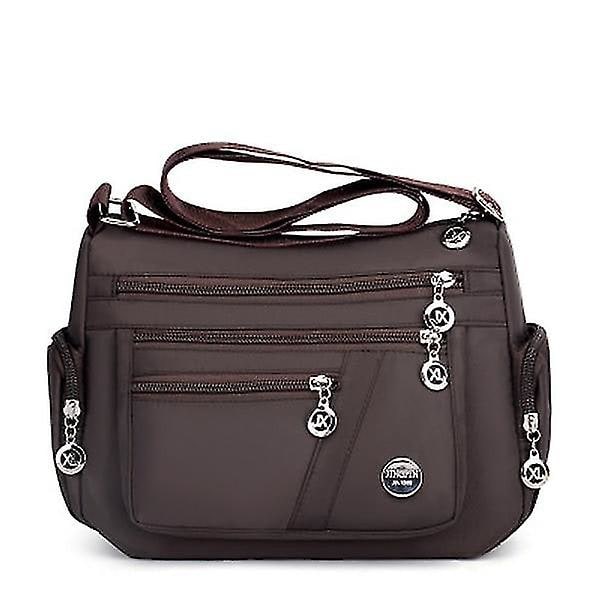 Modeväska i Vattentätt Nylon för Kvinnor, Enkelsidig Axelväska, Crossbody Väska, Handväska, Messenger Väska (Svart) brown