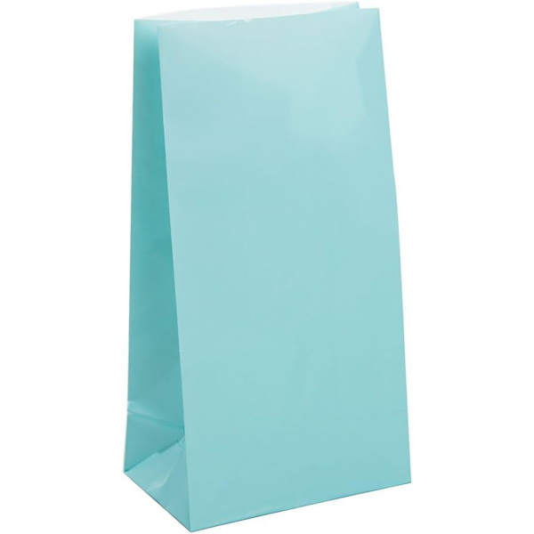 Blå Papir Festtasker (25cm x 13cm) 12 stk. - Perfekt til Fester og Begivenheder Blue