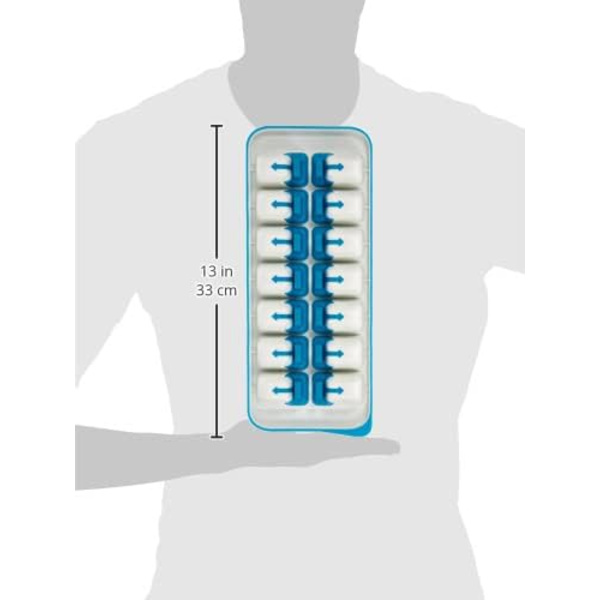 Lättutlösande iskubslåda med stapelbart lock, gör 14 isbitar - Blå (2-pack) Blue