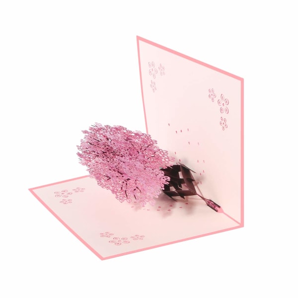 3D-kortti, ponnahduskortti romanttisten ystävien kanssa kirsikkapuun alla, äitienpäiväkortti vuosipäiväkortti ystävänpäivä