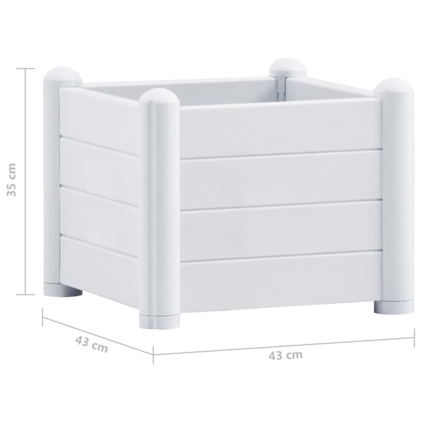 vidaXL Odlad planteringslåda PP Vit 43x43x35 cm white Vit