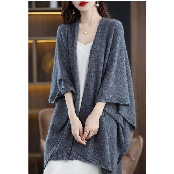 Cape, oversized skjerf, fløyelssjal, tykk og varm engros, allsidig for kvinner i høst og vinter grey