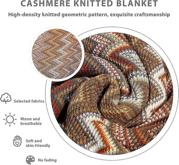 Strikket pledd med dusk, houndstooth, boho-rutete koseteppe, strikket pledd, sengeteppe, sofapledd, dekorativt pledd til sofa, seng, yell