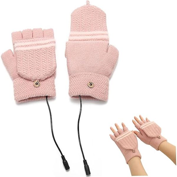 Lämmittävät hanskat naisille, USB-lämmitteiset neulotut kokonaiset ja puolihanskat, talviset lämpimät hanskat lapaset kotiin, toimistoon, kouluun ja ulkoiluun