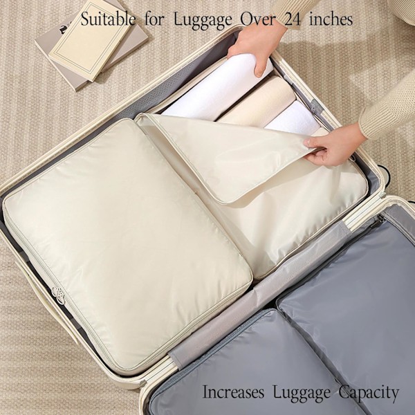 Ultra Space Saving Självkomprimerande Organiseringsväska, Packpåsar för Dunjacka, Täcke, Kläder, Filtar (Blå, L för Kläder)