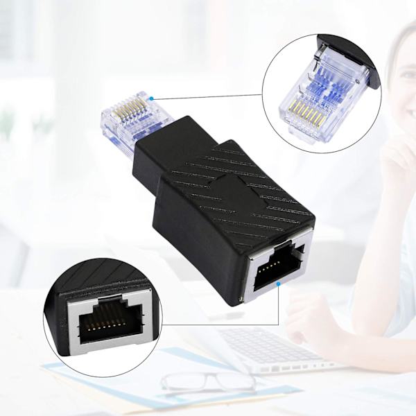 Rett Ethernet-adapter, RJ45 hann til hunn Cat6 forlengelses LAN-nettverkskontakt (2-pakning) (rett)