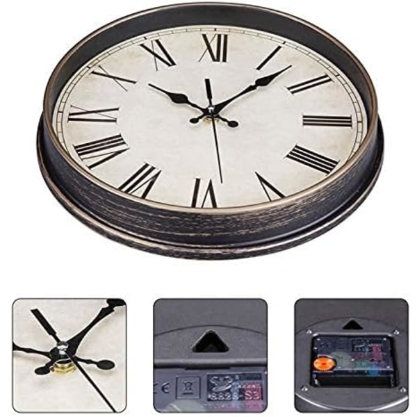 Moderni hiljainen kvartsiseinäkello 30 cm, paristokäyttöinen, roomalaisilla numeroilla, vintage-seinäheilurit, koulu
