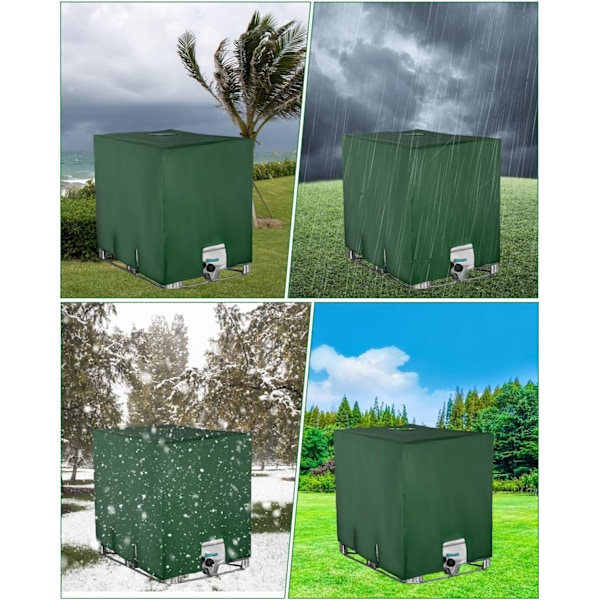 Överdrag för 1000L IBC-tank, vattentanksskydd, regnvattensamlare, 116 x 100 x 120 cm, grön