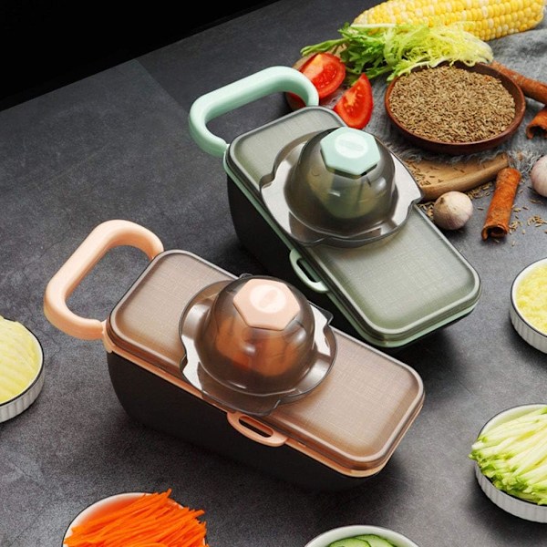Rivjärn Slicer Grönsak/ost Slicer Mat Slicer Cutter 5-i-1 för Prep Multi-Funktion Kökshjälp Hackare Skalare med Handskydd-grön