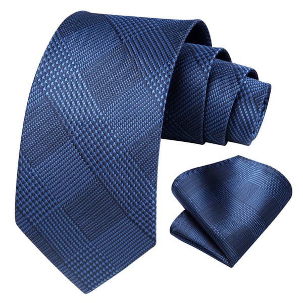 Slips til mænd Bryllupsslips med lommetørklæde Klassisk ternet Houndstooth Business slips & lommetørklæde sæt