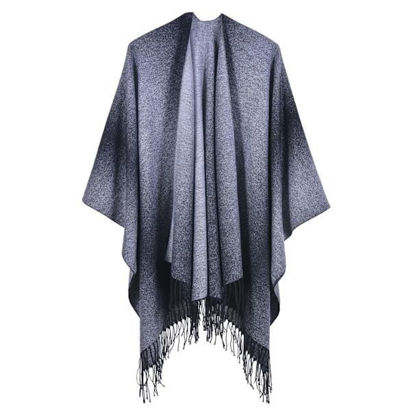 Poncho-skjerf for kvinner med gradientdesign, vendbar myk strikket teppe cape cardigan for kvinner retro cardigans sjal i vintergave