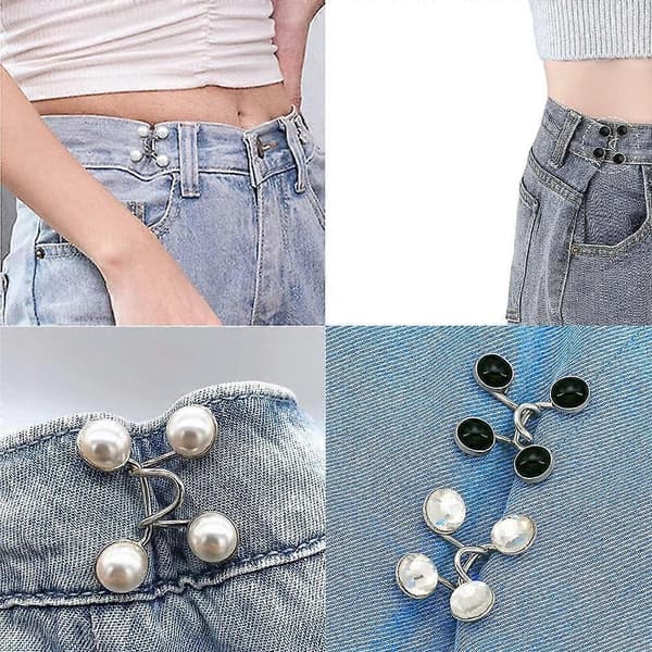 8-delat set byxtalljeförstärkare, justerbart talljespänne, jeansknappar