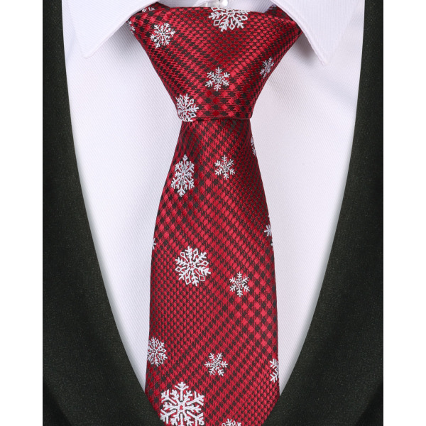 Mænds slips juleslips, silke hals slips til mænd julefest ferie slips Snowflake
