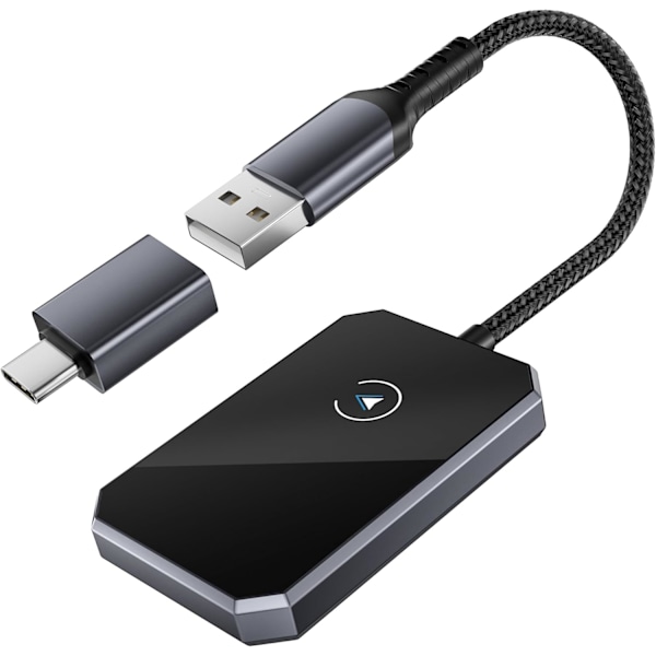 Trådlös CarPlay-adapter, 2024 Ny Trådlös Bluetooth CarPlay Dongle Plug & Play-adapter, Apple iPhone iOS 10+, Android 11+