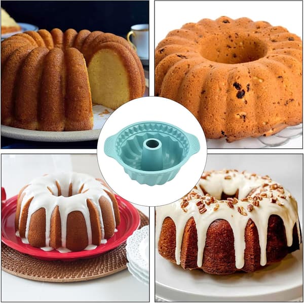 Kakeformer for baking, nonstick rund kakeform med riller og robust håndtak, kakeformer for muffins, kakepuddingbaking (grønn) Green