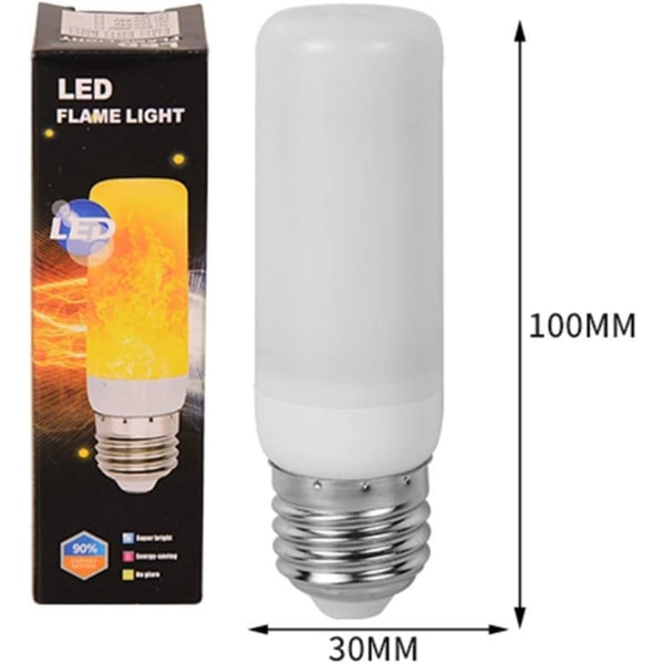 4-pakning 3W E27 flimrende flammeeffekt flammepærer, 4 lysmoduser, IP42, vanntett, for jul, hotell, bar, festivaldekorasjon, gul Yellow