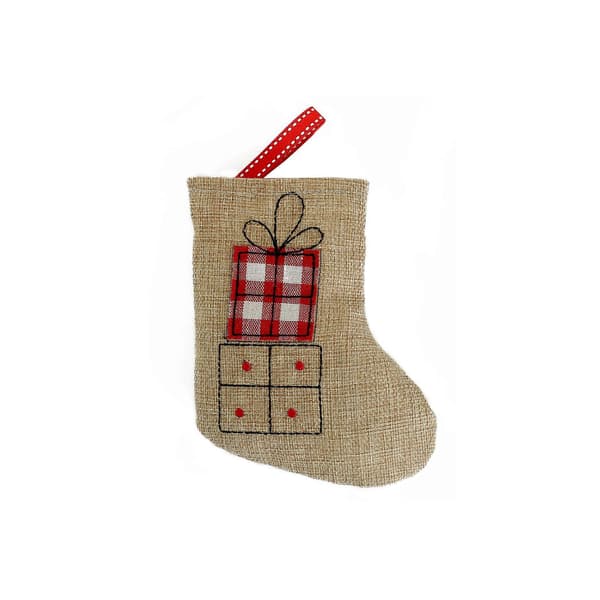 Julstrumpor, julklappspåsar, små julbroderade strumpor, julgransprydnader, påsar, julklappspaket