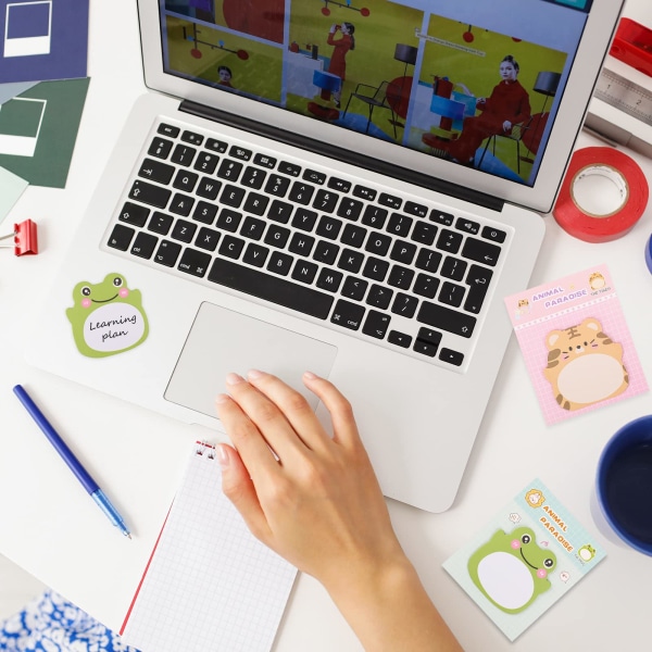 Sødt Dyre Sticky Notes, 8 Pak Kawaii Dyre Selvklistrende Noter Tegneserie Markører Flag Søde Former Selvklistrende Memo
