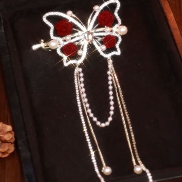 2 st Elegant tofs Butterfly Rose Pearl hårnål, antik sidoklämma kommer att flytta fjärilsklämmor Fashionabla hårnålar Dekorativa