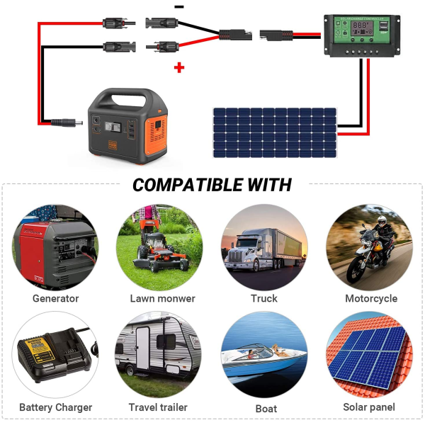 MC4 till SAE-adapter, solpanel till SAE 10 AWG-adapter - 50 cm Rv