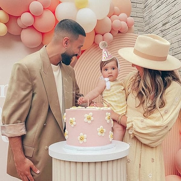 Första födelsedagshatt för bebis - 1-års kalasdekoration för bebisvisning, 1-års outfit flicka pojke, Daisy födelsedagshatt