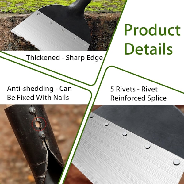 Hagespade, multifunksjonell rengjøringsspade, hageverktøy, hakke, for luking, rengjøring, isspade, snøfjerning Small