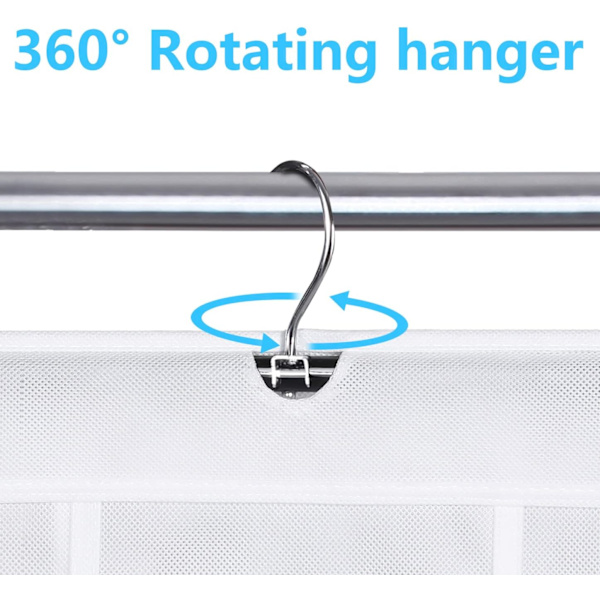 30 store lommer sko hængende opbevaring arrangør til garderobe skinne rack dobbeltsidet med roterende bøjle mesh sko arrangør, hvid White