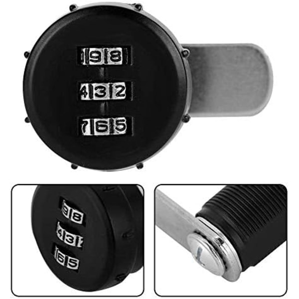 3-sifret kodelås, dørtilbehør og låsesett Sinklegering sikkerhetskodelåskombinasjonshåndtak og låser med sølvpassord (L=30mm 19~23mm)