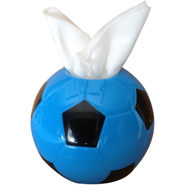 Fodbold Tissue Box Holder Cover Kreativ Rundformet Papirholder til Hjem Soveværelse Kontor Dekoration Blå Blue