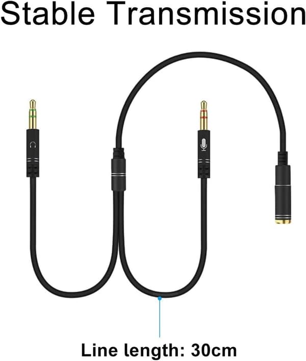 3,5 mm jacksadapter, 3,5 mm hun til 2 dobbelt han jacks lydkabel splitteradapter (2 stk.) Black
